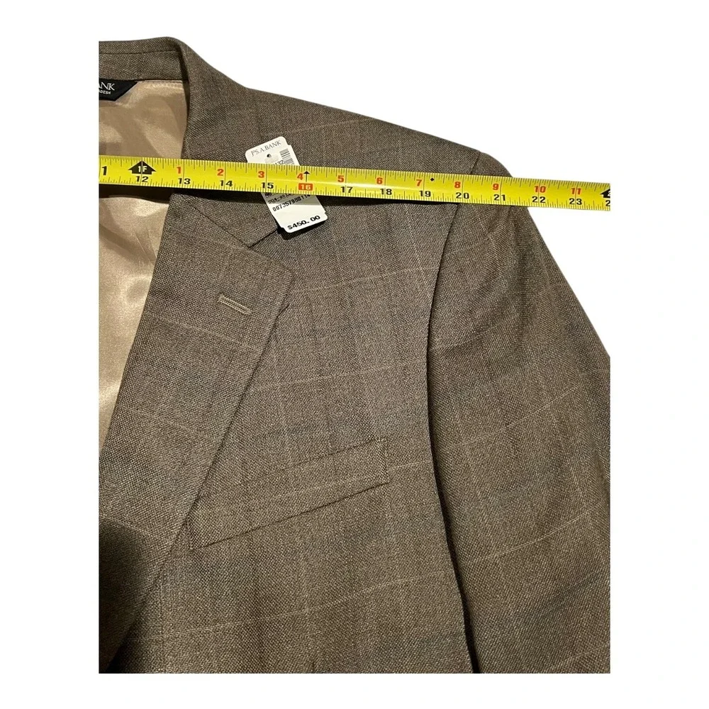 NWT Jos. A. Bank Men's 46R‎ Brown Silk Wool Plaid 2-Button Executive Jacket
